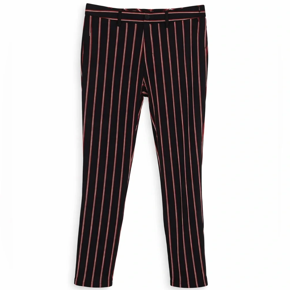 Tommy Hilfiger Striped Pants Women’s Size 10 Navy Red Cotton Stretch Trousers